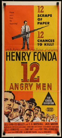 8g759 12 ANGRY MEN Aust daybill 1957 Henry Fonda, Sidney Lumet courtroom jury classic!