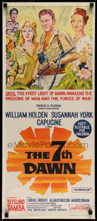 8g762 7th DAWN Aust daybill 1964 art of William Holden, sexy Susannah York & Capucine!