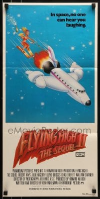 8g767 AIRPLANE II Aust daybill 1982 Robert Hays, great wacky art of Santa Claus dragged by plane!