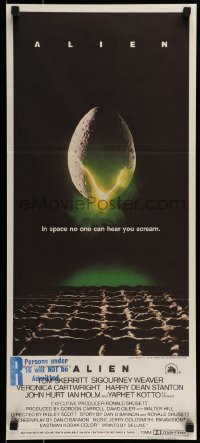8g768 ALIEN Aust daybill 1979 Ridley Scott outer space sci-fi monster classic, cool egg image!