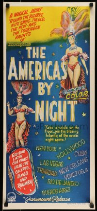 8g769 AMERICA BY NIGHT Aust daybill 1961 exotic spots, wonderful artwork of showgirls!