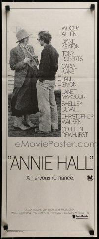 8g770 ANNIE HALL Aust daybill 1977 full-length Woody Allen & Diane Keaton, a nervous romance!