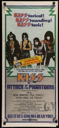 8g774 ATTACK OF THE PHANTOMS Aust daybill 1978 portrait of KISS, Criss, Frehley, Simmons, Stanley!