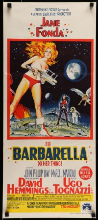 8g780 BARBARELLA Aust daybill 1968 sci-fi art of sexiest Jane Fonda, directed by Roger Vadim!