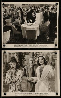 8h919 FOUR'S A CROWD 2 8x10 stills 1938 Errol Flynn, Olivia de Havilland, Rosalind Russell, Knowles