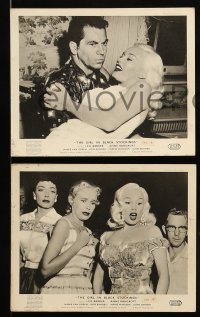 8h023 GIRL IN BLACK STOCKINGS 5 English FOH LCs 1957 sexy Mamie Van Doren at the mercy of a crazed killer!