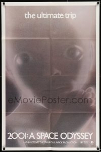 8j018 2001: A SPACE ODYSSEY 1sh R1974 Stanley Kubrick, image of star child, thin border design!