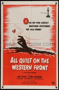 8j041 ALL QUIET ON THE WESTERN FRONT 1sh R1960s Lew Ayres in a story of blood, guts and tears!