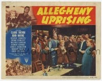 8k387 ALLEGHENY UPRISING LC #5 R1952 John Wayne, Claire Trevor & crowd of armed people indoors!