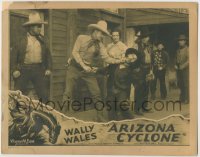 8k398 ARIZONA CYCLONE LC 1934 cowboy Wally Wales takes down bad guy as people watch!