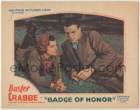 8k415 BADGE OF HONOR LC 1934 great close up of Buster Crabbe laying on grass with Ruth Hall!