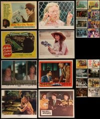 8m075 LOT OF 33 LOBBY CARDS 1950s-1970s great scenes from a variety of different movies!