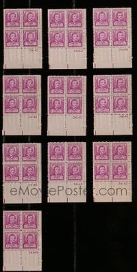 8m223 LOT OF 10 EDGAR ALLAN POE STAMP PLATE BLOCKS 1940s containing 40 stamps in all!