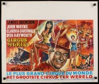 8p063 CIRCUS WORLD Belgian R1970s different art of sexy Claudia Cardinale & John Wayne!