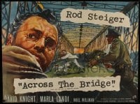 8p330 ACROSS THE BRIDGE British quad 1958 Rod Steiger in Graham Greene's great suspense story!