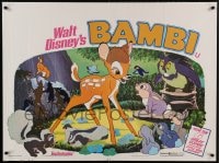 8p336 BAMBI British quad R1976 Walt Disney cartoon deer classic, great art with Thumper & Flower!