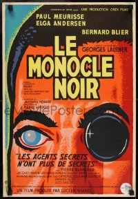 8p670 BLACK MONOCLE French 16x23 1963 Paul Meurisse, Elga Andersen, Bernard Blier, Cerutti art!