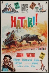 8p011 HATARI Spanish R1970s Howard Hawks, great artwork images of John Wayne in Africa!