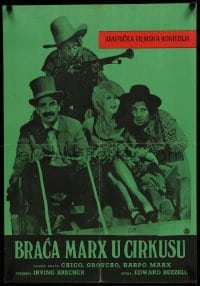 8p259 AT THE CIRCUS Yugoslavian 19x27 1960s Marx Brothers, Groucho, Chico, Harpo & pretty woman!