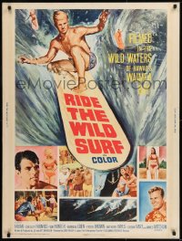 8r081 RIDE THE WILD SURF 30x40 1964 Fabian, ultimate poster for surfers to display on their wall!