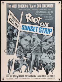 8r082 RIOT ON SUNSET STRIP 30x40 1967 hippies with too-tight capris, crazy pot-partygoers!