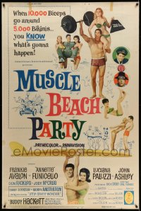 8r139 MUSCLE BEACH PARTY 40x60 1964 Frankie & Annette, 10,000 biceps & 5,000 bikinis!