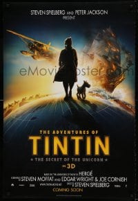 8r213 ADVENTURES OF TINTIN int'l teaser DS 1sh 2011 Spielberg's CGI version of the Belgian comic!