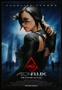 8r214 AEON FLUX advance DS 1sh 2005 sexy futuristic Charlize Theron in black outfit!