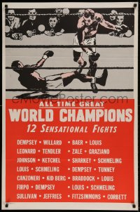 8r224 ALL TIME GREAT WORLD CHAMPIONS 1sh 1940s Jack Dempsey, Joe Louis, Rocky Graziano, boxing