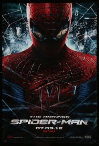 8r229 AMAZING SPIDER-MAN teaser DS 1sh 2012 portrait of Andrew Garfield in title role over city!