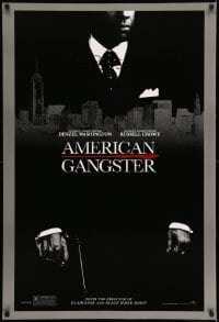 8r233 AMERICAN GANGSTER teaser DS 1sh 2007 c/u of Denzel Washington with gun, Ridley Scott directed!