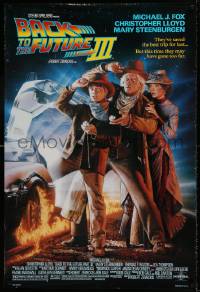 8r251 BACK TO THE FUTURE III DS 1sh 1990 Michael J. Fox, Chris Lloyd, Zemeckis, Drew art!