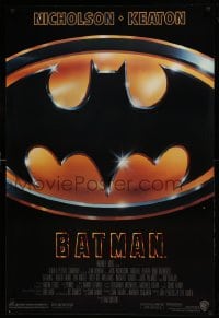 8r256 BATMAN style D 1sh 1989 directed by Tim Burton, Nicholson, Keaton, cool image of Bat logo!
