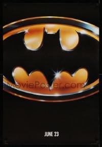 8r257 BATMAN teaser 1sh 1989 directed by Tim Burton, cool image of Bat logo, matte finish!