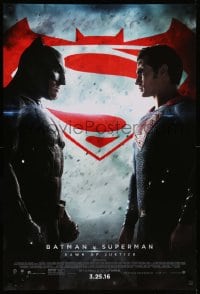 8r265 BATMAN V SUPERMAN advance DS 1sh 2016 Ben Affleck and Henry Cavill in title roles facing off!