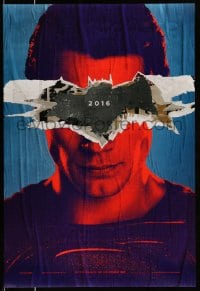 8r268 BATMAN V SUPERMAN teaser DS 1sh 2016 cool close up of Henry Cavill in title role under symbol!