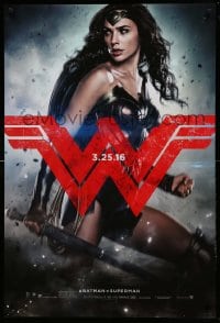 8r270 BATMAN V SUPERMAN teaser DS 1sh 2016 great image of sexiest Gal Gadot as Wonder Woman!