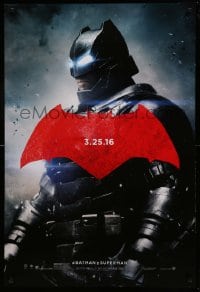 8r269 BATMAN V SUPERMAN teaser DS 1sh 2016 cool image of armored Ben Affleck in title role!