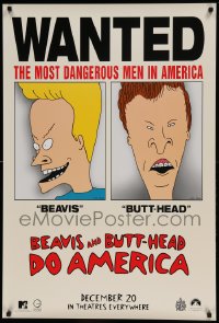 8r276 BEAVIS & BUTT-HEAD DO AMERICA teaser 1sh 1996 Mike Judge, most dangerous men in America!