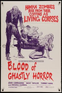 8r298 BLOOD OF GHASTLY HORROR 1sh 1972 John Carradine, wild horror artwork by Gray Morrow!
