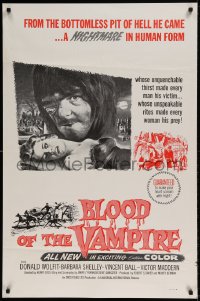 8r299 BLOOD OF THE VAMPIRE military 1sh R1960s cool different art of monster & woman!