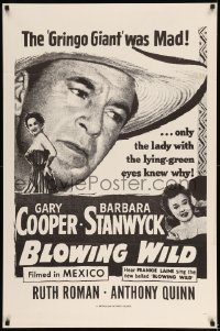 8r301 BLOWING WILD military 1sh R50s Gary Cooper, Barbara Stanwyck, cool different artwork!