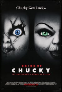 8r310 BRIDE OF CHUCKY advance DS 1sh 1998 Child's Play 4, Chucky Gets Lucky, creepy dolls!