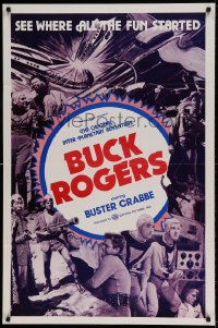 8r313 BUCK ROGERS 1sh R1966 Buster Crabbe sci-fi serial, see where all the fun started!