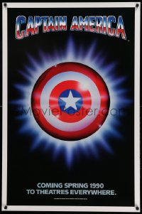 8r320 CAPTAIN AMERICA teaser 1sh 1990 Marvel Comics superhero, cool image of shield!