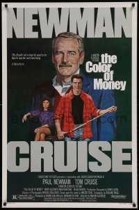8r341 COLOR OF MONEY 1sh 1986 Robert Tanenbaum art of Paul Newman & Tom Cruise playing pool!