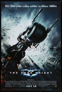 8r361 DARK KNIGHT advance DS 1sh 2008 cool image of Christian Bale as Batman on Batpod bat bike!