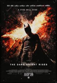 8r364 DARK KNIGHT RISES advance DS 1sh 2012 Christian Bale as Batman, a fire will rise!