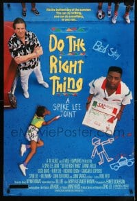 8r382 DO THE RIGHT THING DS 1sh 1989 Spike Lee, Danny Aiello, girl scribbling with sidewalk chalk!
