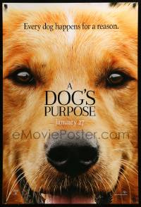 8r385 DOG'S PURPOSE teaser DS 1sh 2017 close-up up of canine, Josh Gad in the title role's voice!